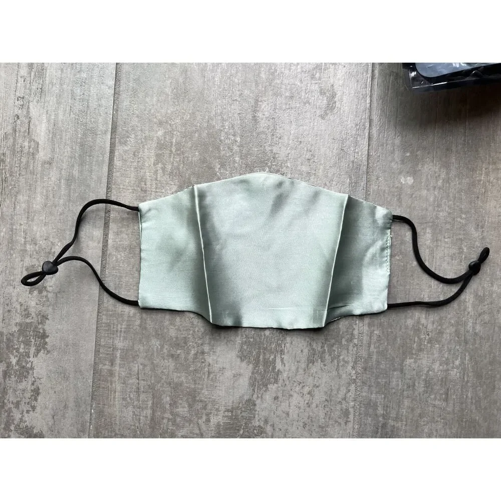 Sage Green Silky Satin Cloth Fashion Face Mask NEW Women's Washable Luxury